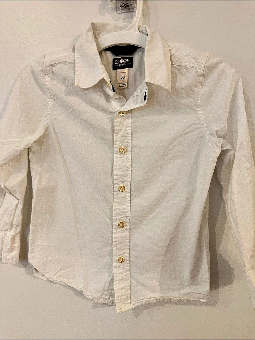 OshKosh B'gosh Girls Size 6/6A White Button Down